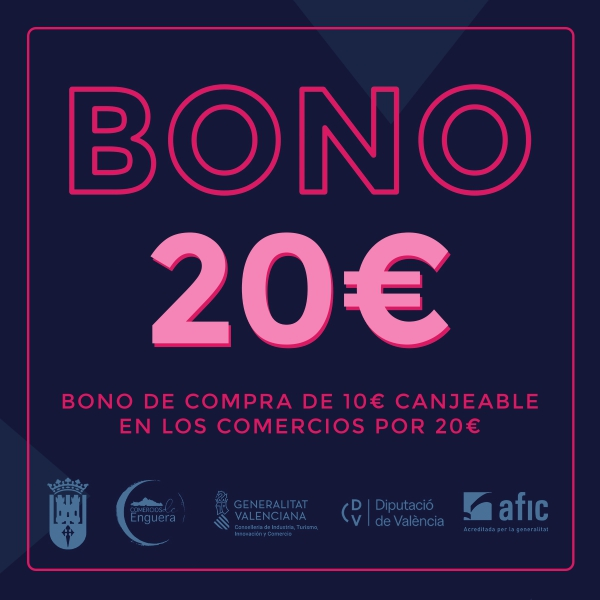Bono de compra de 10€ canjeable en los comercios por 20€